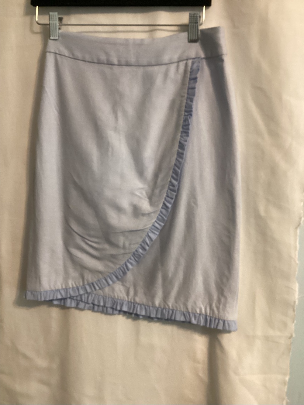 J Crew SZ 0 Light Blue Ruffle Trim Women's Skirt